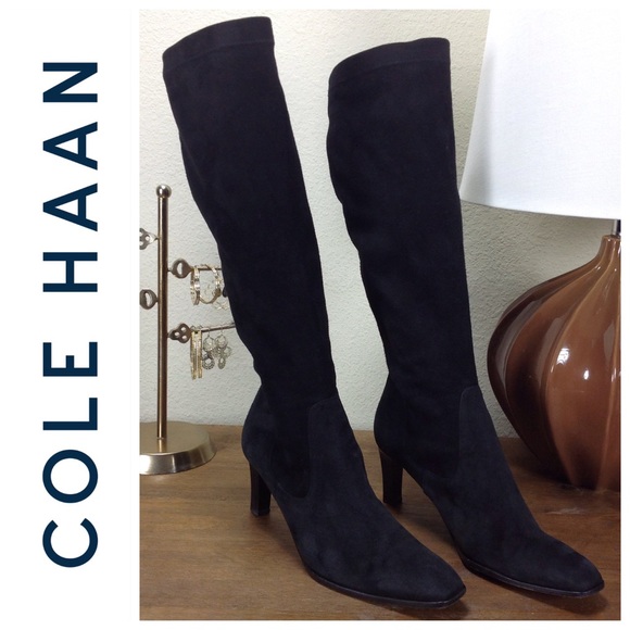 Cole Haan Shoes - Cole Haan Black Suede Almond Toe Sock Boot